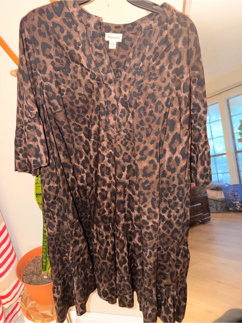 Brown Leopard Print Midi Dress